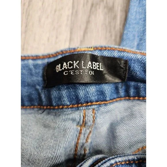 Black Label Juniors Size 1 Fringe Hem Whiskered Cropped Denim Blue Jeans - Picture 5 of 14